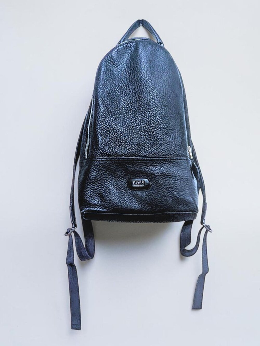 Hugo Boss VTG 90's minimalist navy pebbled leather / nylon M's medium backpack